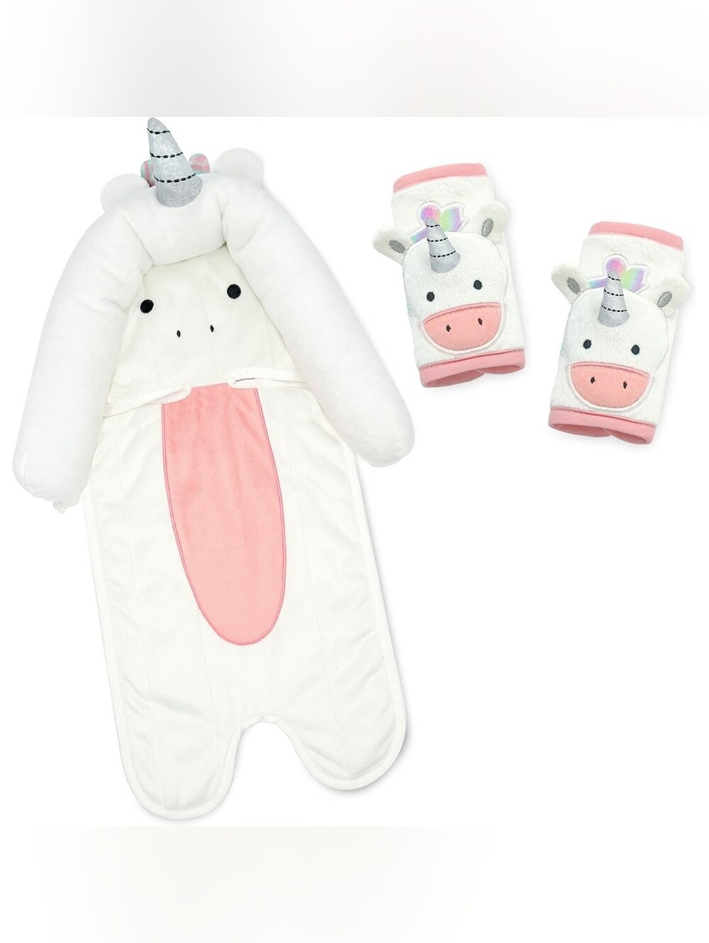 NWOT Travel Bug Unicorn Carseat Insert Head Support & Strap Covers 3 Pc Set Baby